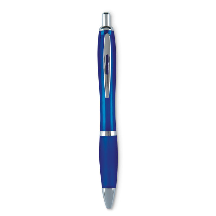 Soft grip push button ball pen