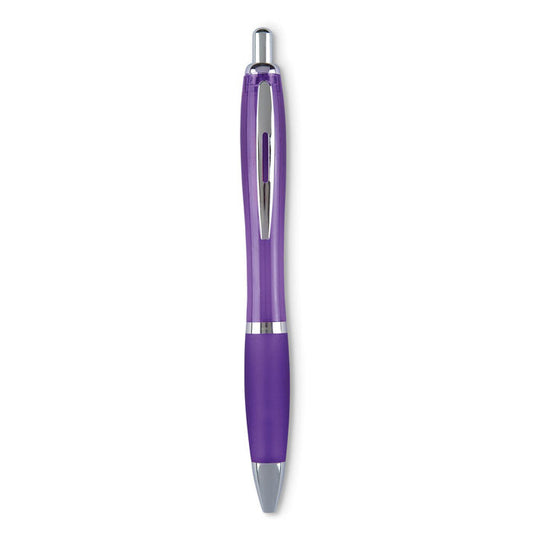 Soft grip push button ball pen