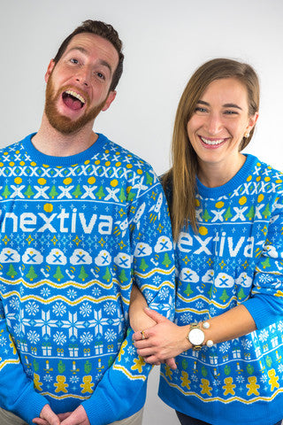 Jerseys navideños personalizados de punto de Nextiva